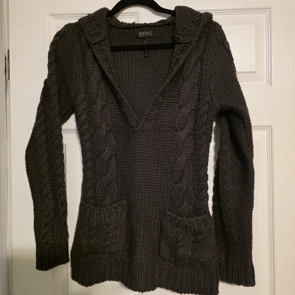 Buffalo David Bitton Gray Cable Knit Sweater